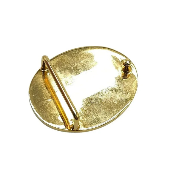 Textured Medallion Initial M Belt Buckle Gold Tone Vintage - Picture 3 of 5